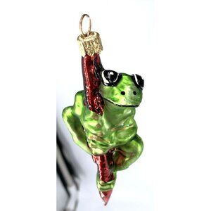 Frog Ornament Hand Blown Hand Crafted Poland 4.5" Long